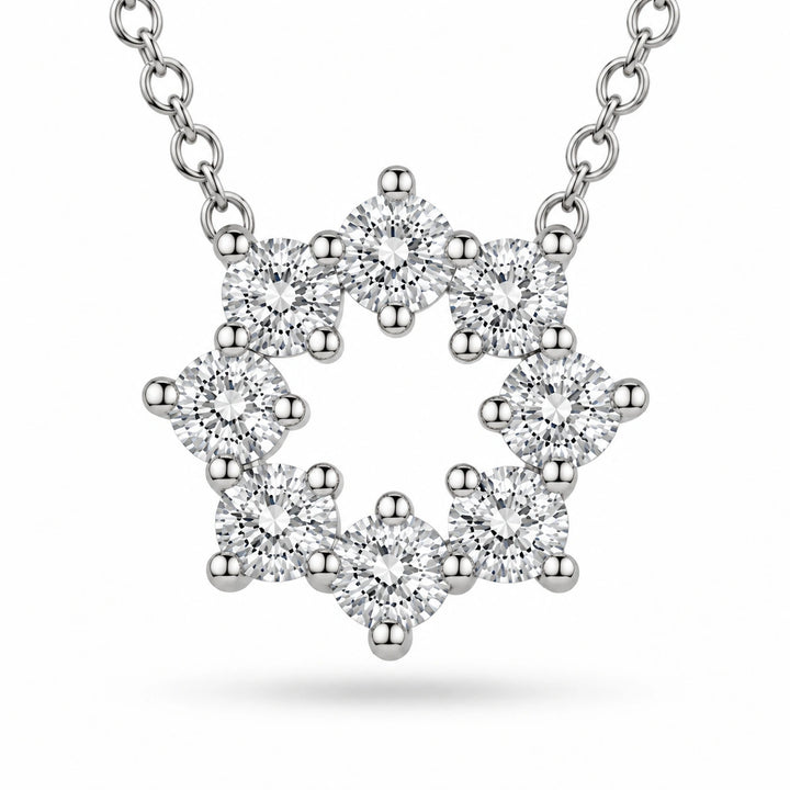 Sunburst Lab Diamond Pendant close-up detail, product visualization