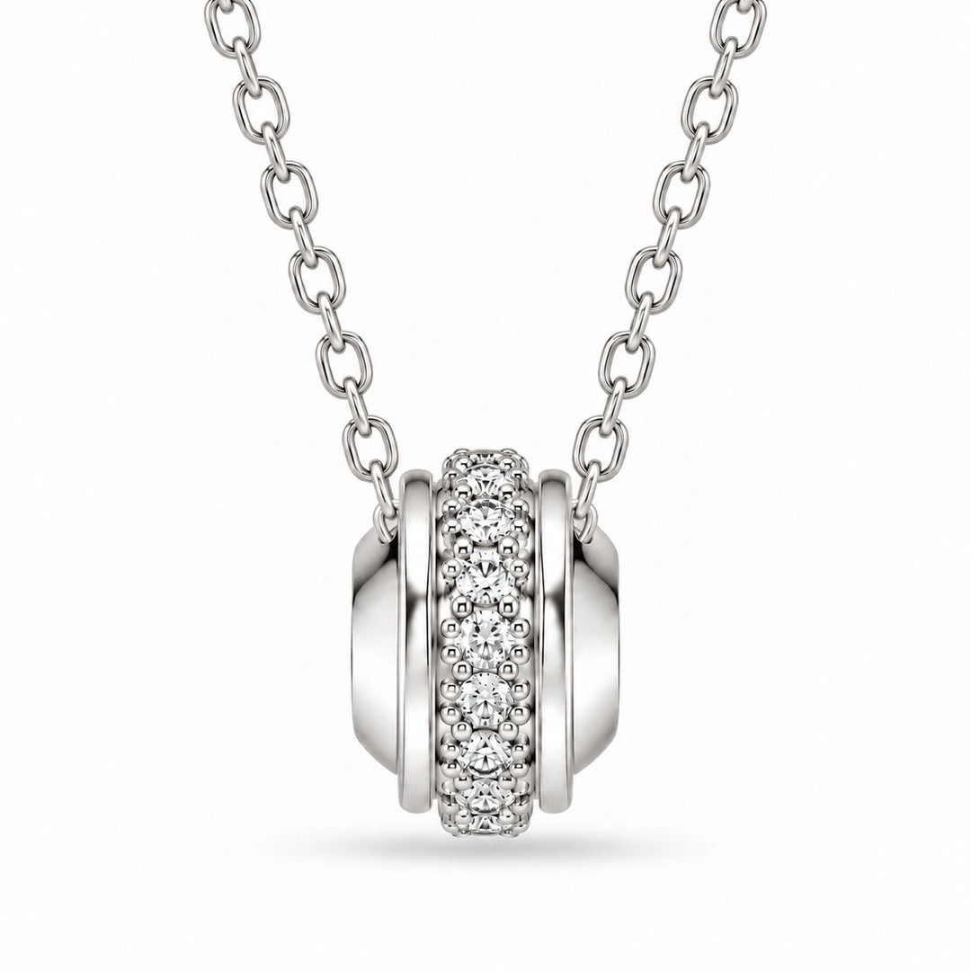 Pavé Stopper Bead Lab Diamond Pendant in Platinum 950, product visualization