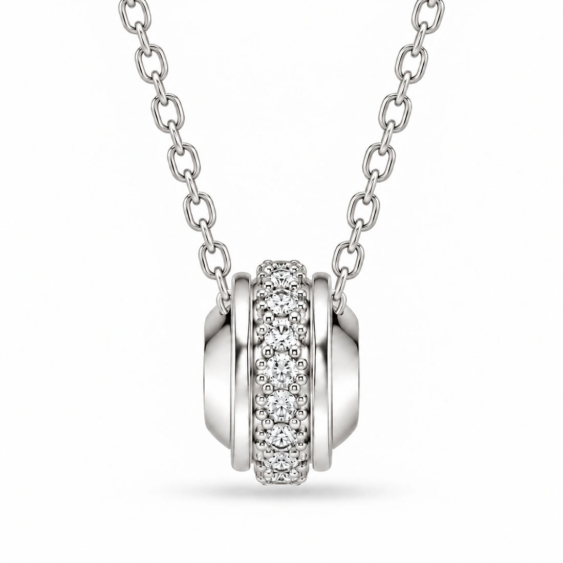 Pavé Stopper Bead Lab Diamond Pendant in Platinum 950
