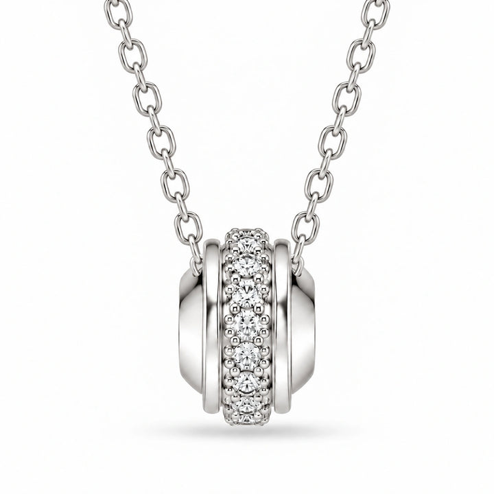 Pavé Stopper Bead Lab Diamond Pendant in Platinum 950, product visualization