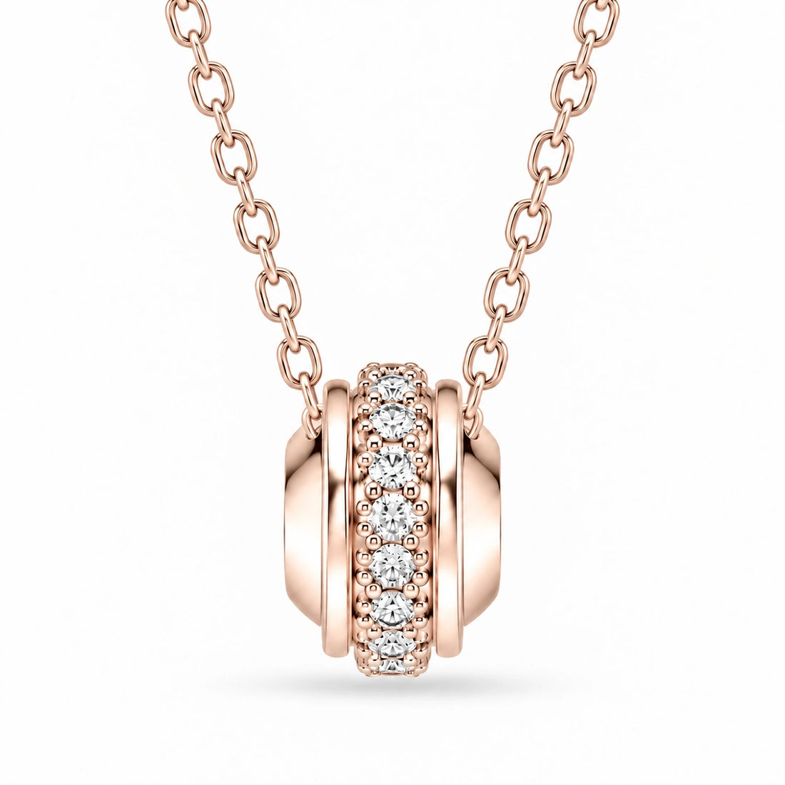Pavé Stopper Bead Lab Diamond Pendant in 14K Rose Gold