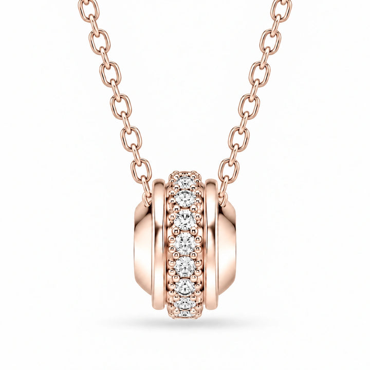 Pavé Stopper Bead Lab Diamond Pendant in 14K Rose Gold, product visualization