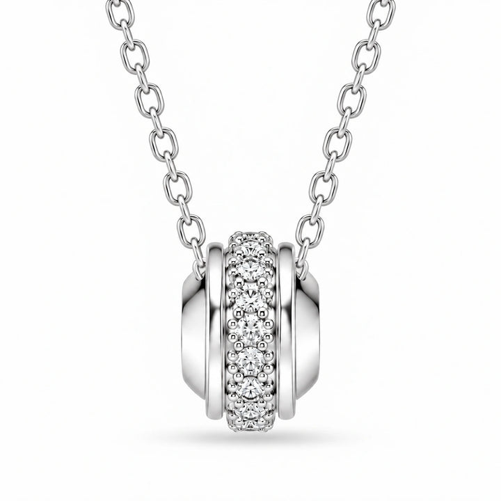 Pavé Stopper Bead Lab Diamond Pendant in 14K White Gold, product visualization