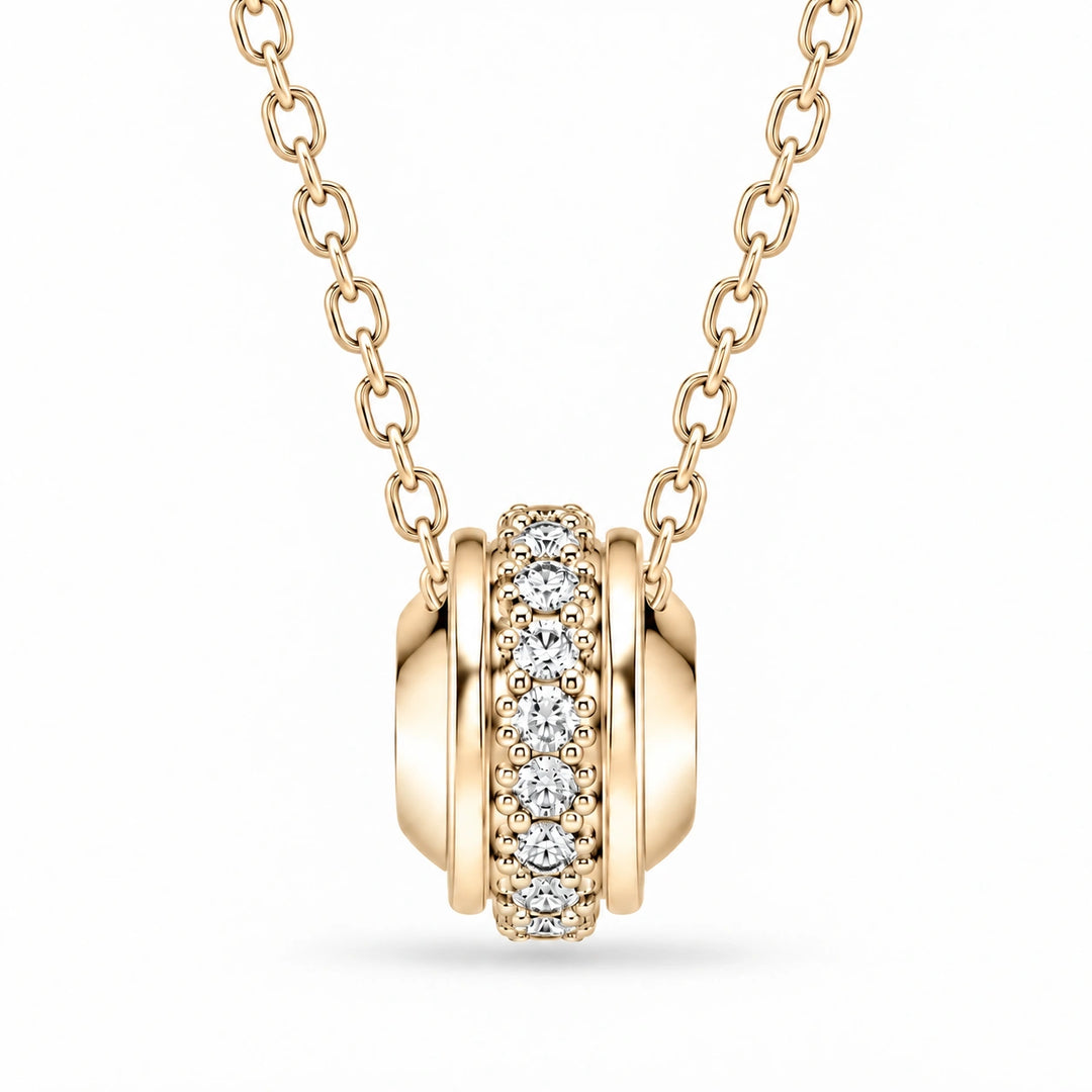 Pavé Stopper Bead Lab Diamond Pendant in 14K Yellow Gold, product visualization