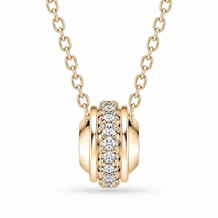 Pavé Stopper Bead Lab Diamond Pendant in 14K Yellow Gold, product visualization