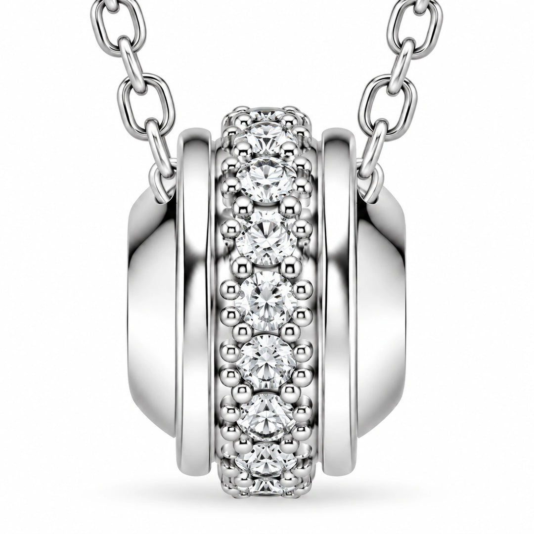 Pavé Stopper Bead Lab Diamond Pendant close-up detail, product visualization