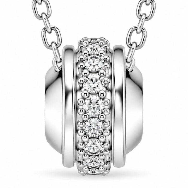 Pavé Stopper Bead Lab Diamond Pendant close-up detail, product visualization
