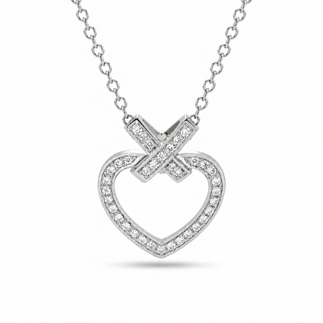 Pavé Heart Lab Diamond Pendant in Platinum 950, product visualization