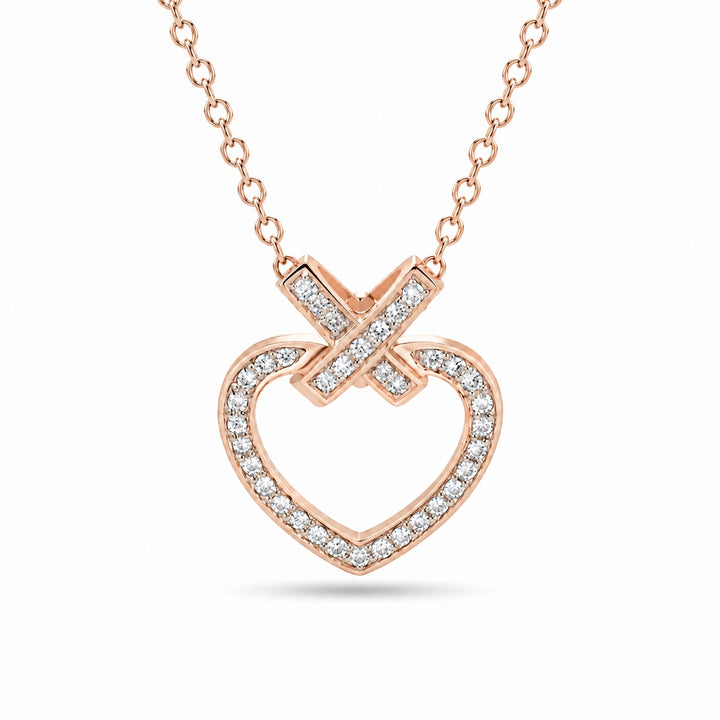 Pavé Heart Lab Diamond Pendant in 14K Rose Gold, product visualization