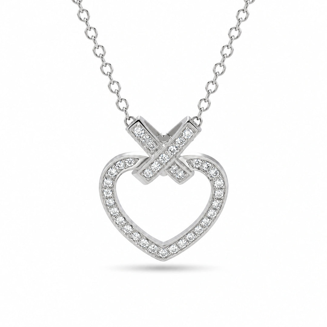 Pavé Heart Lab Diamond Pendant in 14K White Gold, product visualization