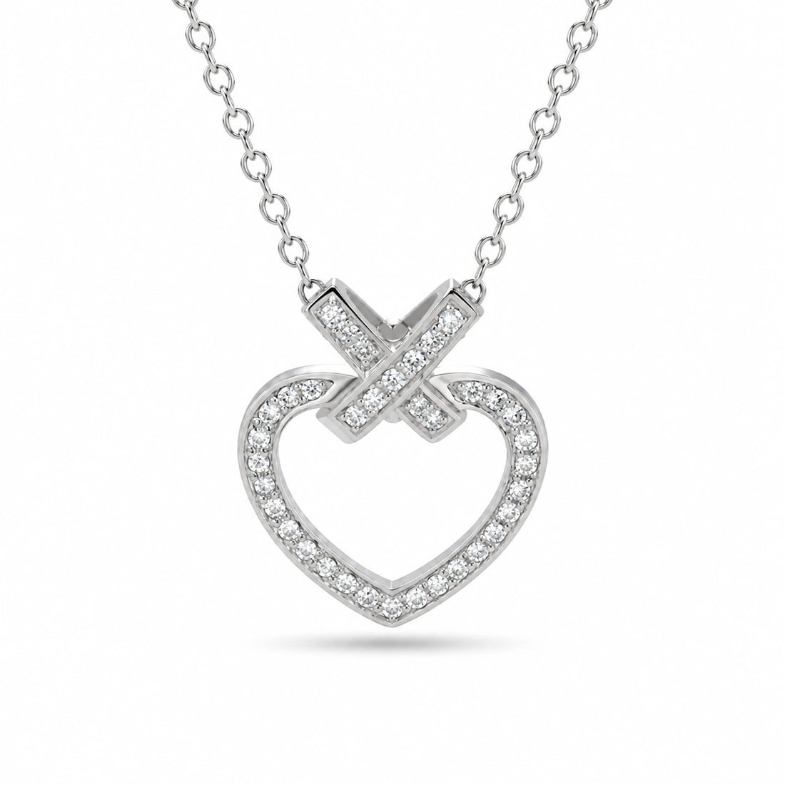 Pavé Heart Lab Diamond Pendant in 14K White Gold
