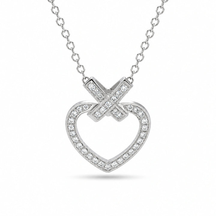 Pavé Heart Lab Diamond Pendant in 14K White Gold, product visualization