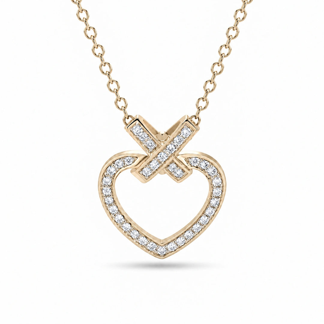 Pavé Heart Lab Diamond Pendant in 14K Yellow Gold, product visualization