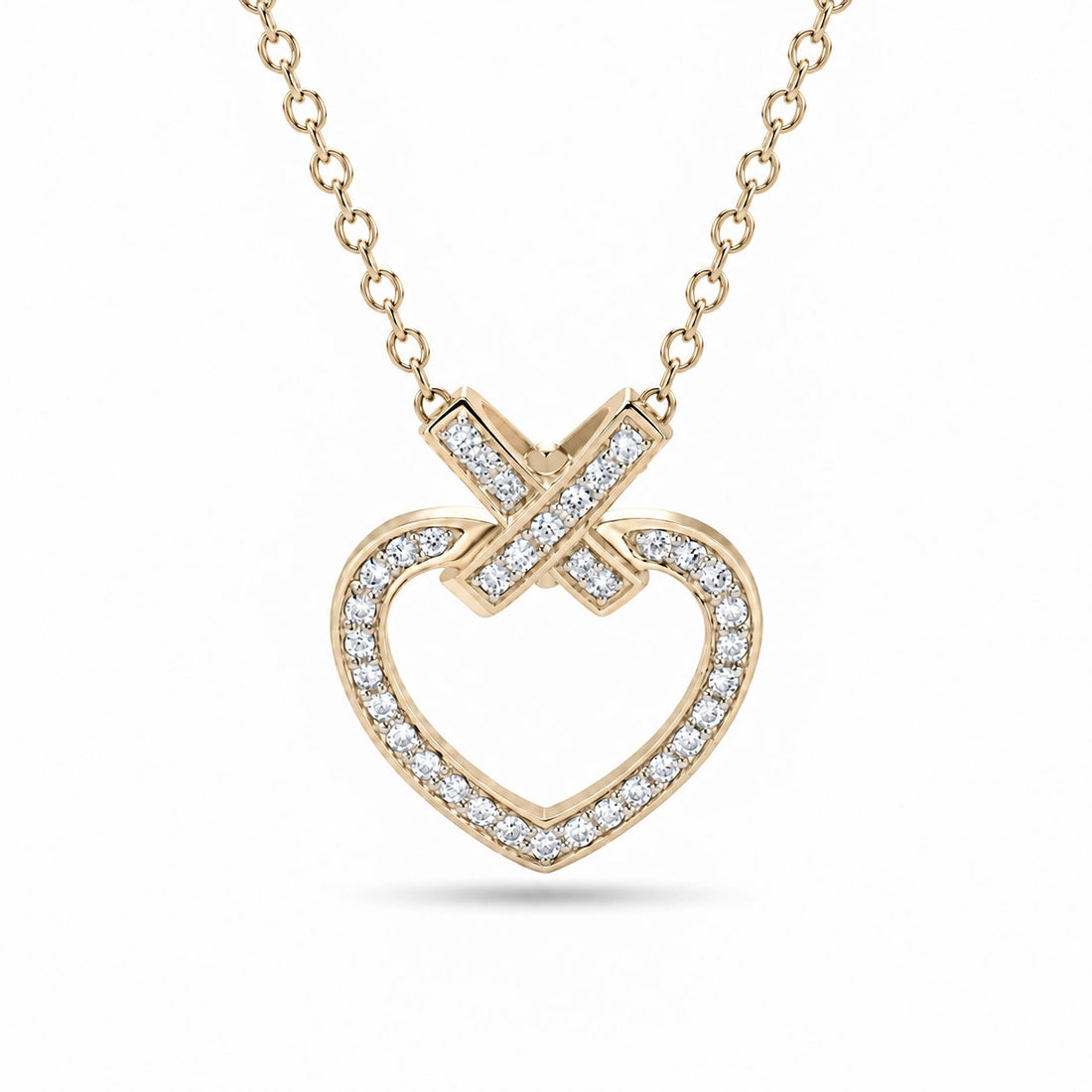 Pavé Heart Lab Diamond Pendant in 14K Yellow Gold
