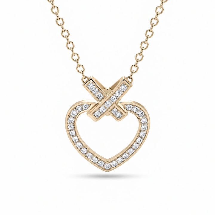 Pavé Heart Lab Diamond Pendant in 14K Yellow Gold, product visualization