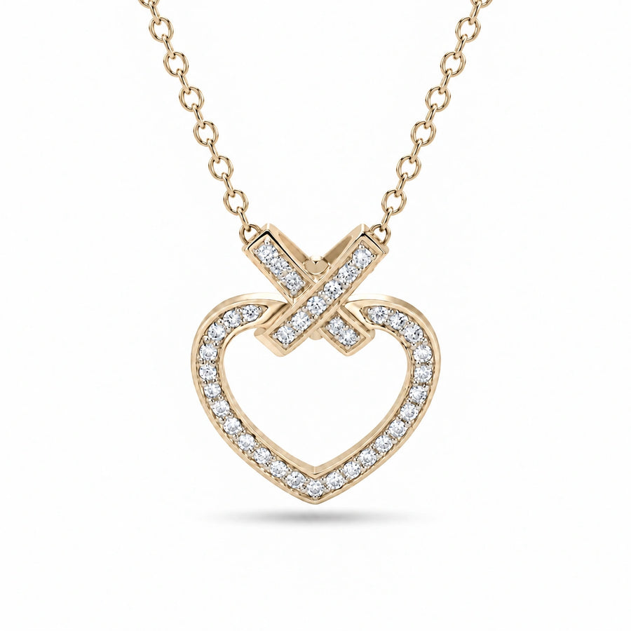Pavé Heart Lab Diamond Pendant — 8mm