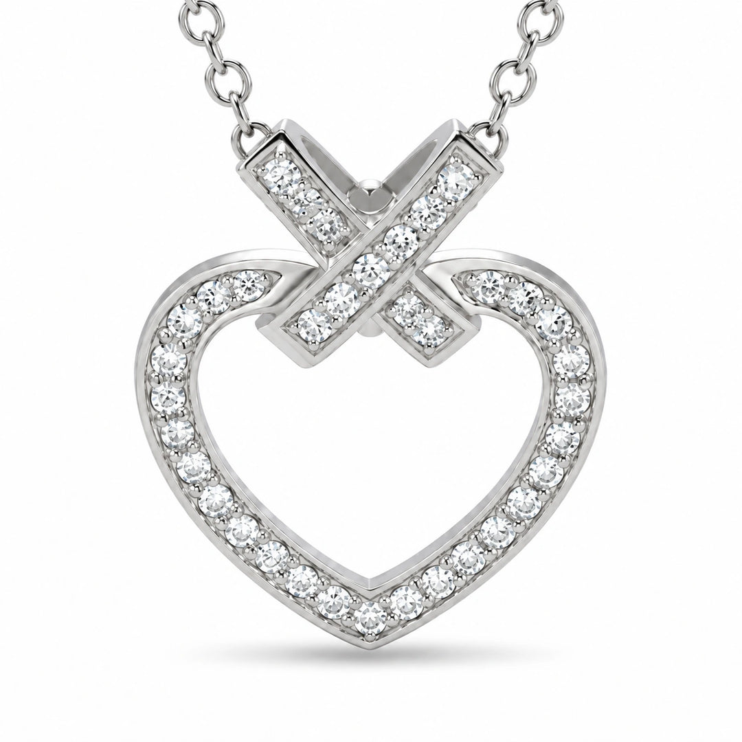 Pavé Heart Lab Diamond Pendant close-up detail, product visualization