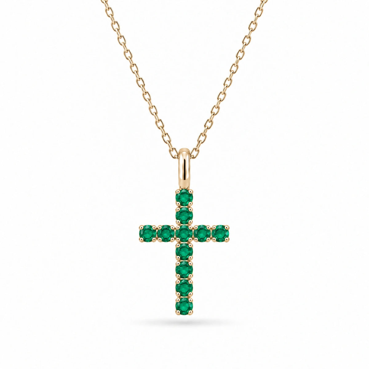Lab Emerald Cross Pendant — 0.80ctw