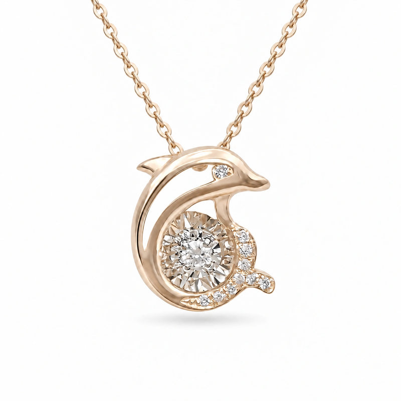 Dolphin Pendant with Dancing Lab Diamond