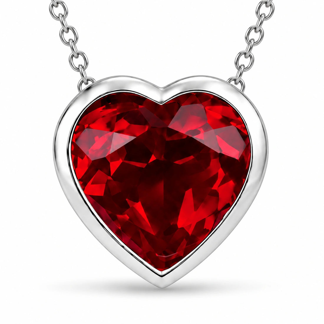 Bezel-Set Heart Lab Ruby Pendant close-up detail