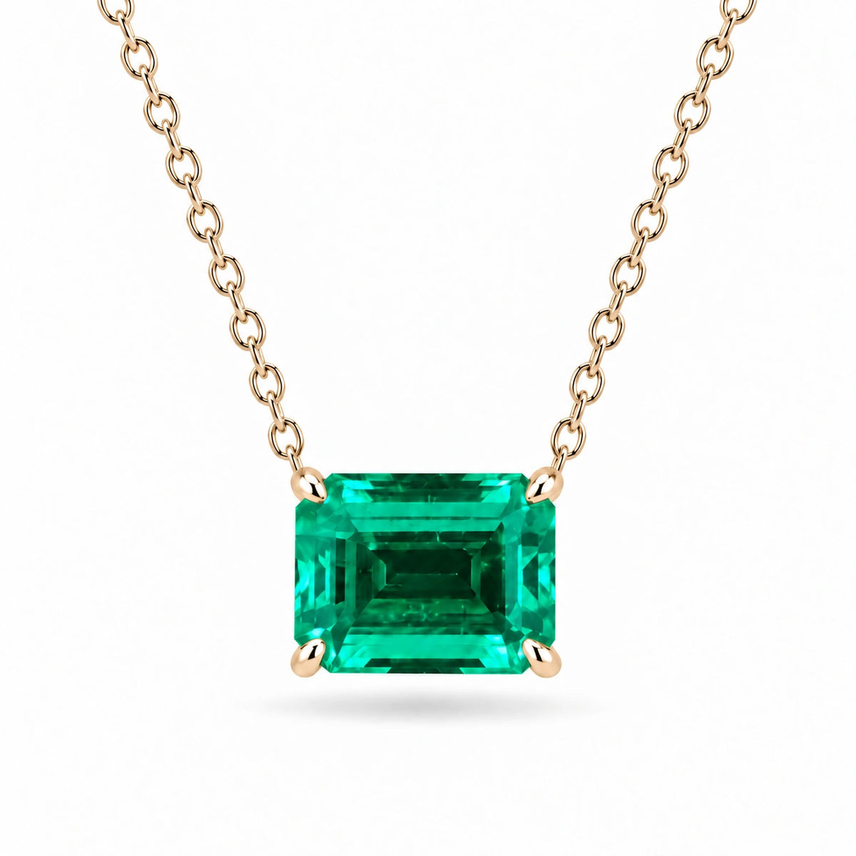 Emerald-Cut Lab Emerald Pendant — 3.00ct