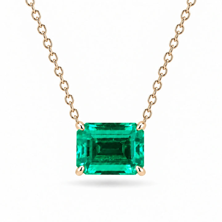 Emerald-Cut Lab Emerald Pendant 3.00ct in 14K Yellow Gold, product visualization