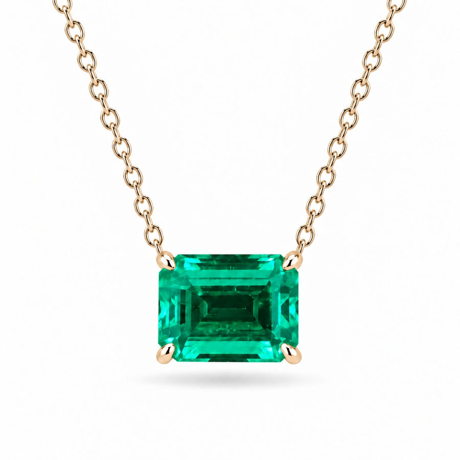 Emerald-Cut Lab Emerald Pendant — 3.00ct