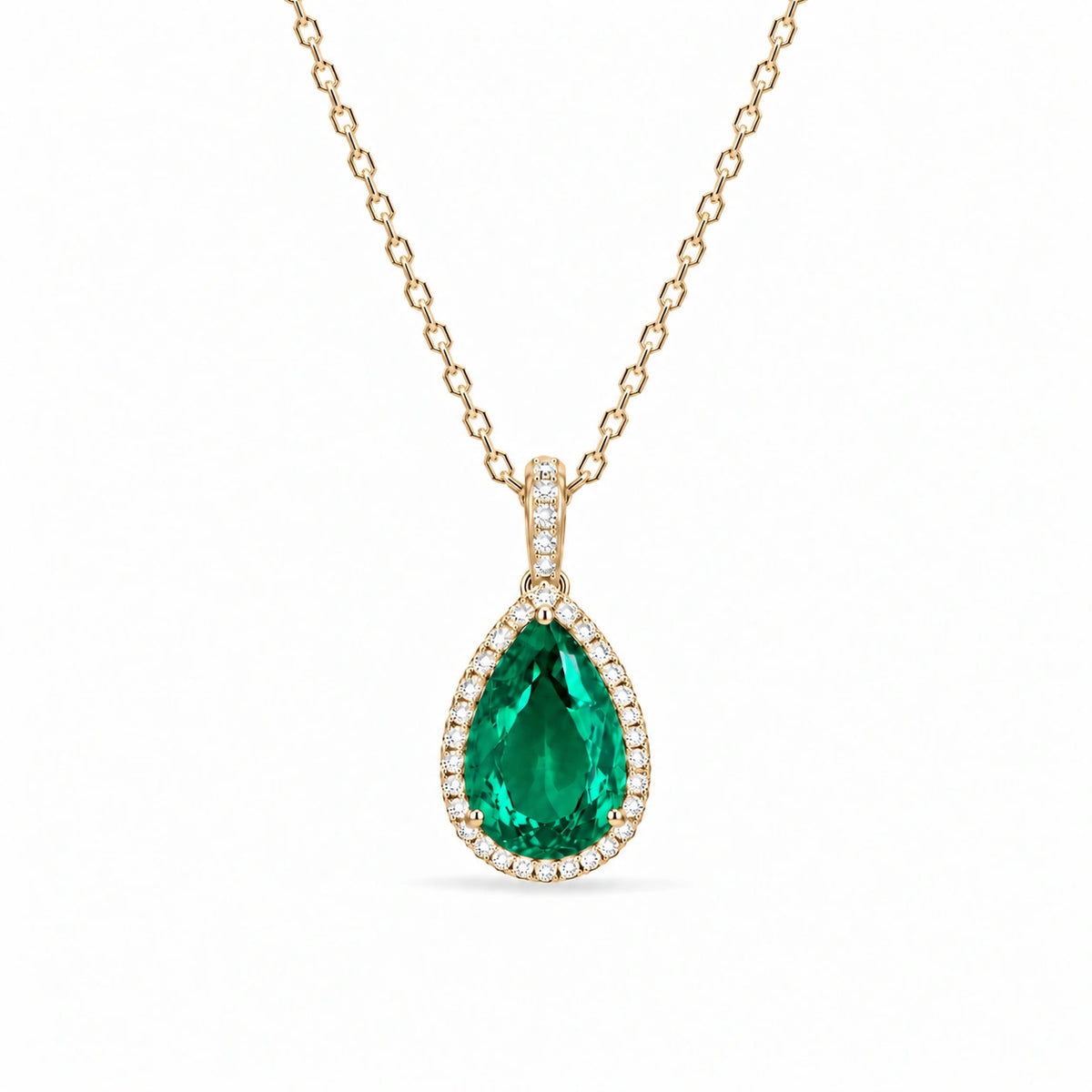 Pear Lab Emerald Halo Pendant — 9.50ct