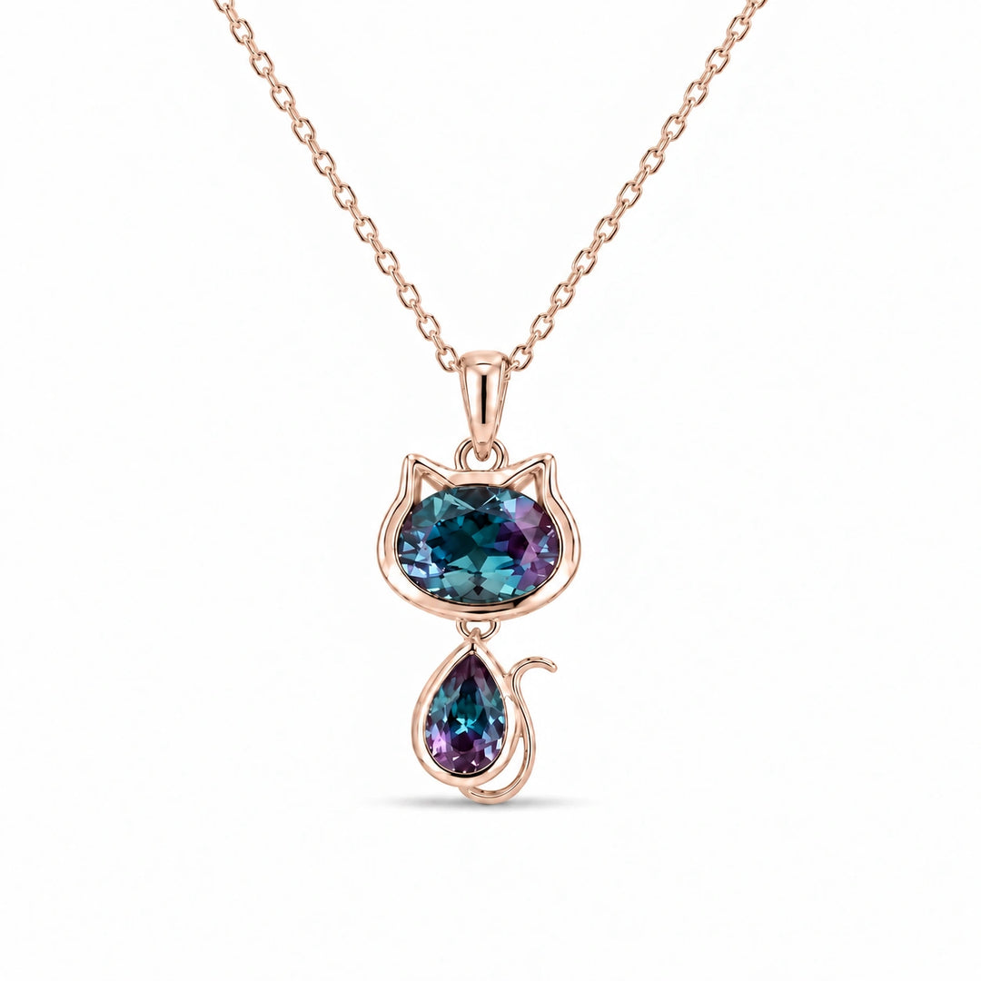 Cat Lab Alexandrite Pendant in 14K Rose Gold, product visualization