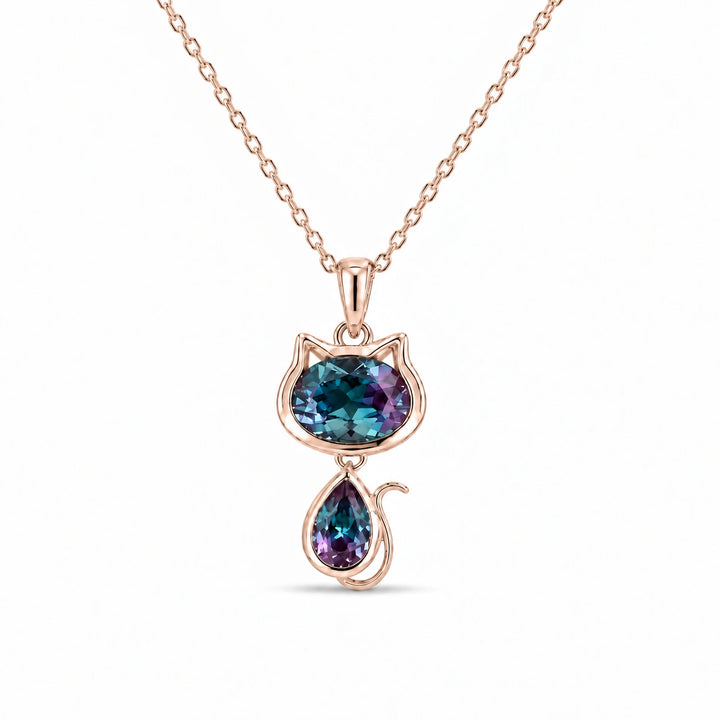 Cat Lab Alexandrite Pendant in 14K Rose Gold, product visualization