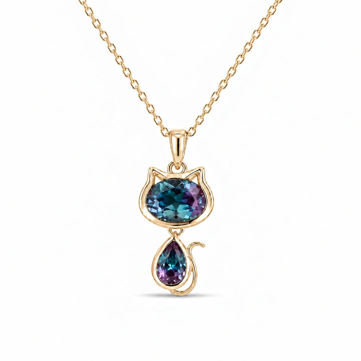 Cat Lab Alexandrite Pendant in 14K Yellow Gold, product visualization