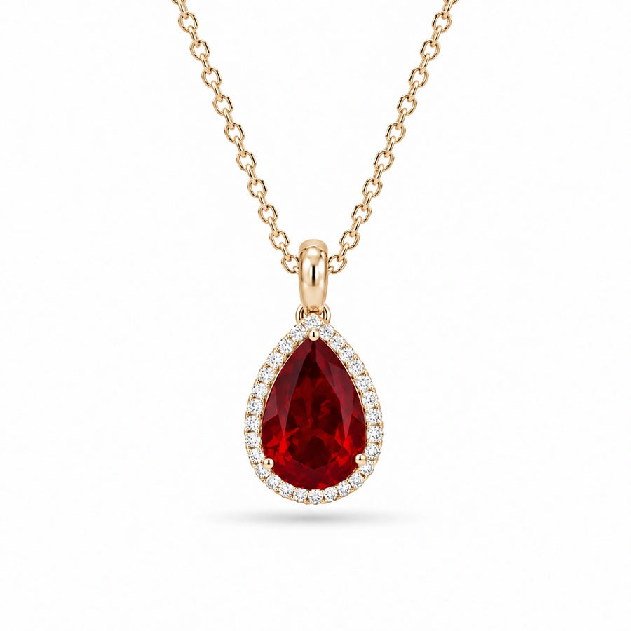 Pear Lab Ruby Halo Pendant — 7.00ct