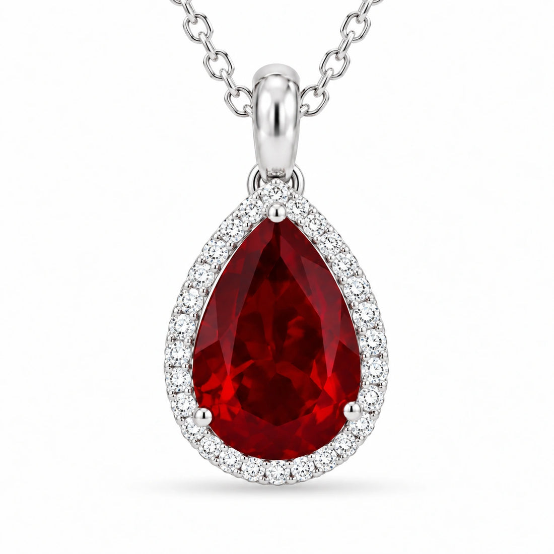Pear Lab Ruby Halo Pendant close-up detail