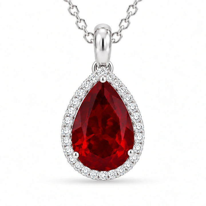 Pear Lab Ruby Halo Pendant close-up detail, product visualization