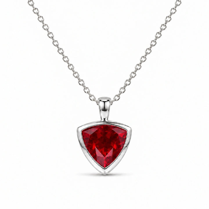 Bezel-Set Trillion Lab Ruby Pendant in Platinum 950, product visualization