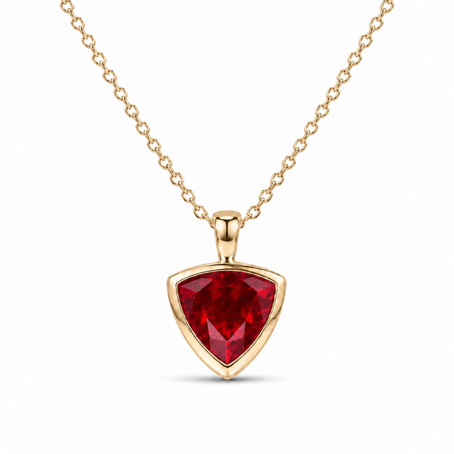 Bezel-Set Trillion Lab Ruby Pendant — 13mm