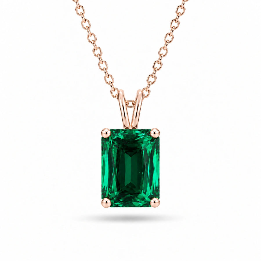Ashoka-Cut Lab Emerald Pendant — 8.80ct