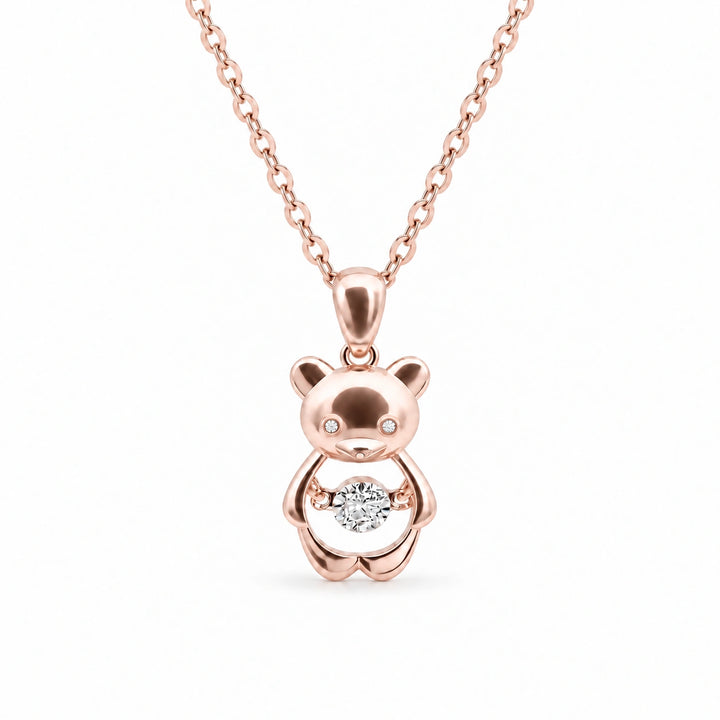 Bear Pendant with Dancing Lab Diamond in 18K Rose Gold, product visualization