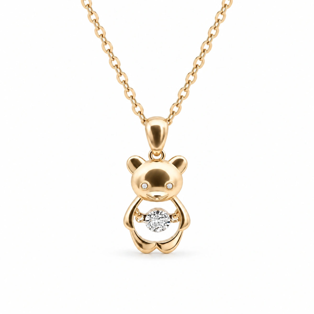 Bear Pendant with Dancing Lab Diamond