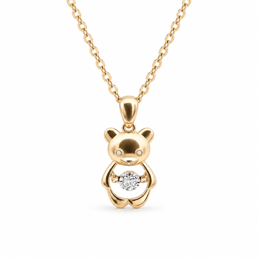 Bear Pendant with Dancing Lab Diamond