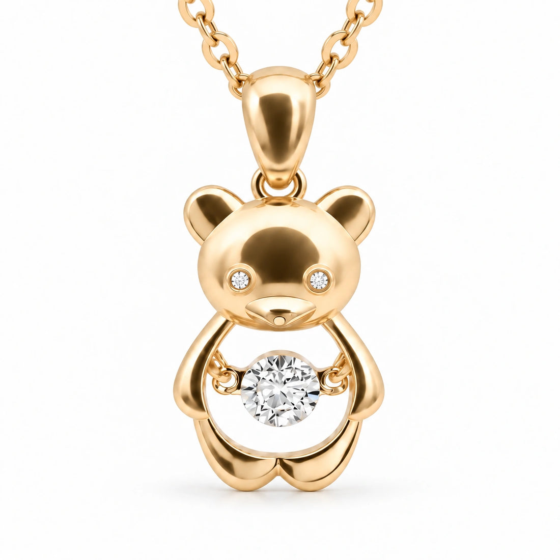 Bear Pendant with Dancing Lab Diamond close-up detail