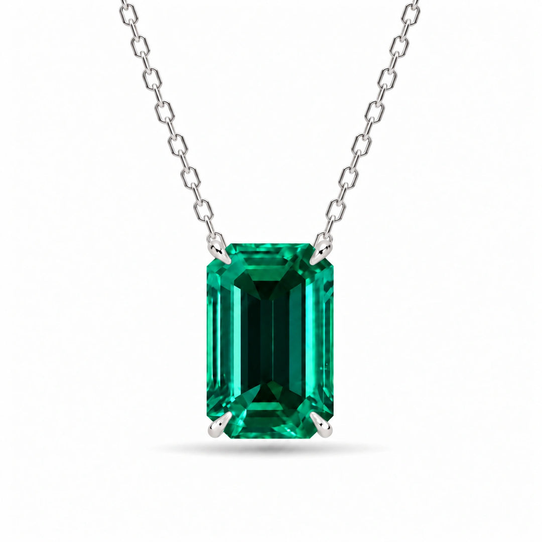 Emerald-Cut Lab Emerald Pendant 1.00ct in Platinum 950, product visualization