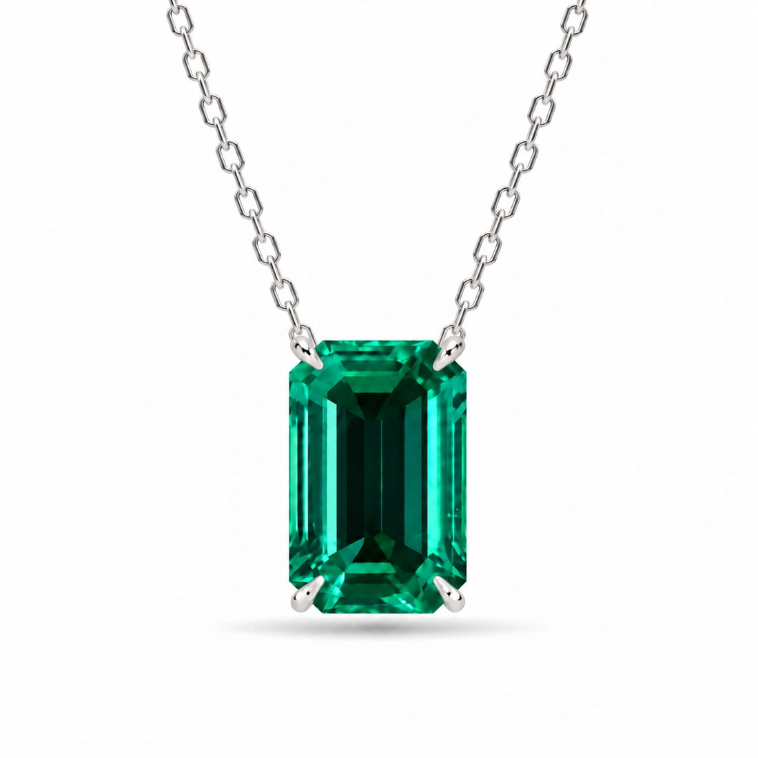 Emerald-Cut Lab Emerald Pendant 1.00ct in Platinum 950