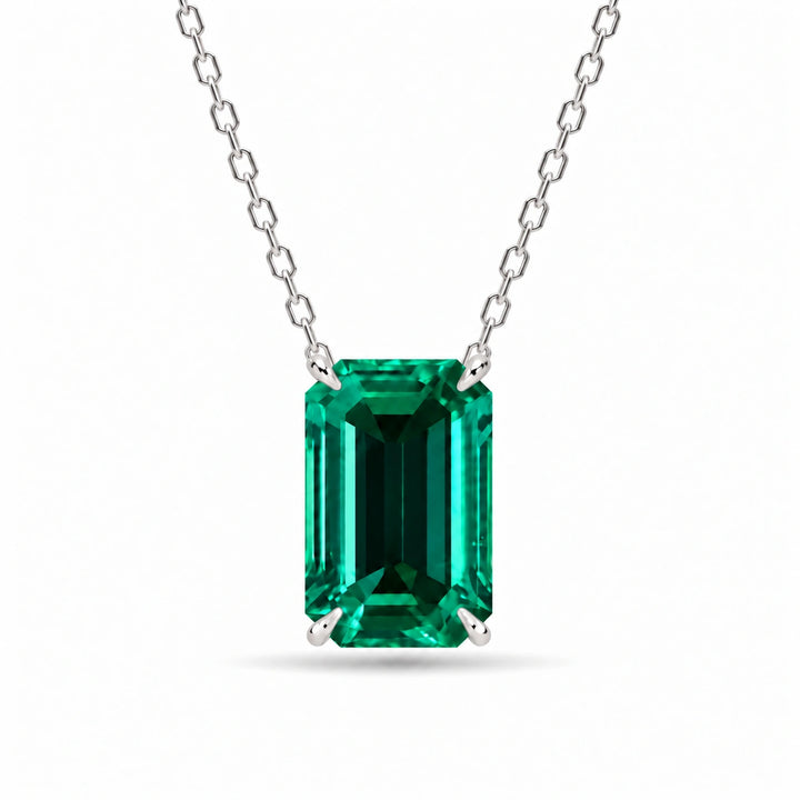 Emerald-Cut Lab Emerald Pendant 1.00ct in Platinum 950, product visualization