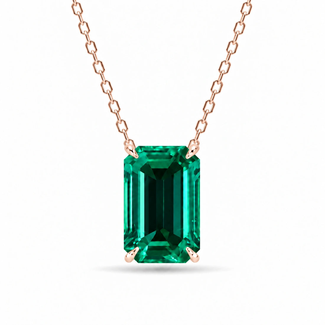 Emerald-Cut Lab Emerald Pendant 1.00ct in 14K Rose Gold