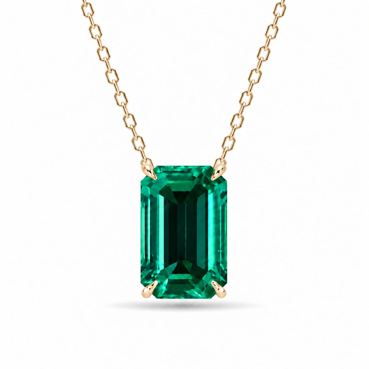 Emerald-Cut Lab Emerald Pendant — 1.00ct