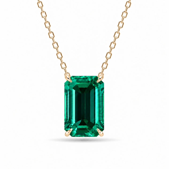 Emerald-Cut Lab Emerald Pendant 1.00ct in 14K Yellow Gold, product visualization
