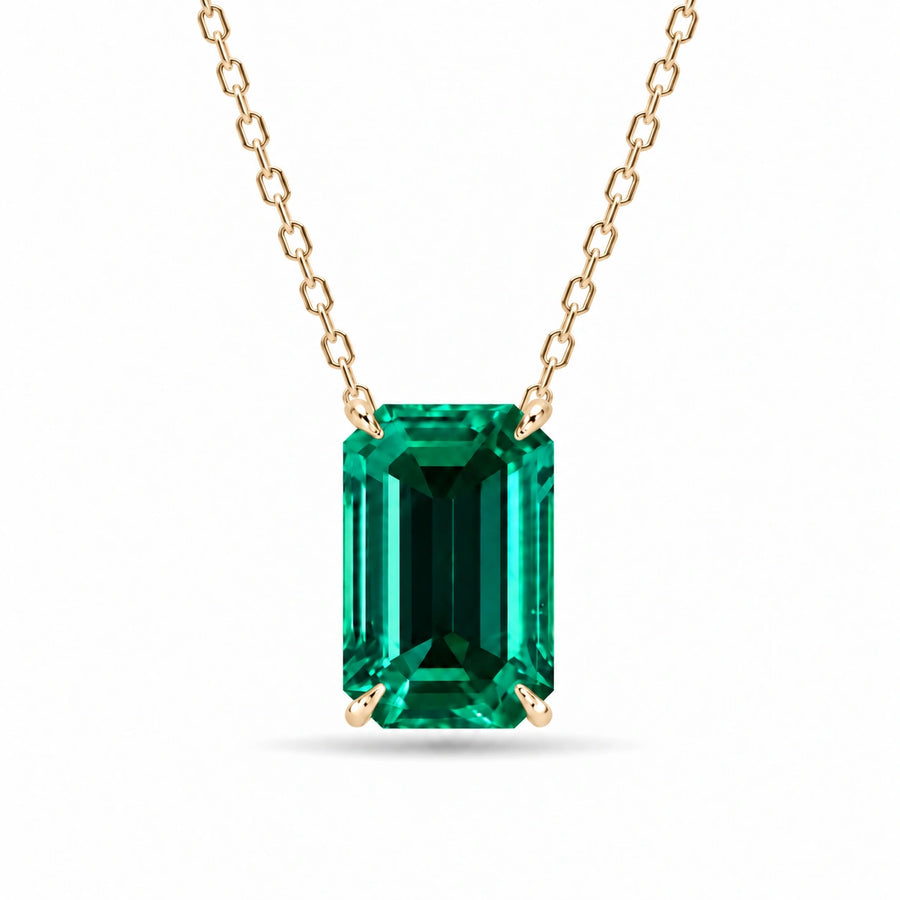 Emerald-Cut Lab Emerald Pendant — 1.00ct
