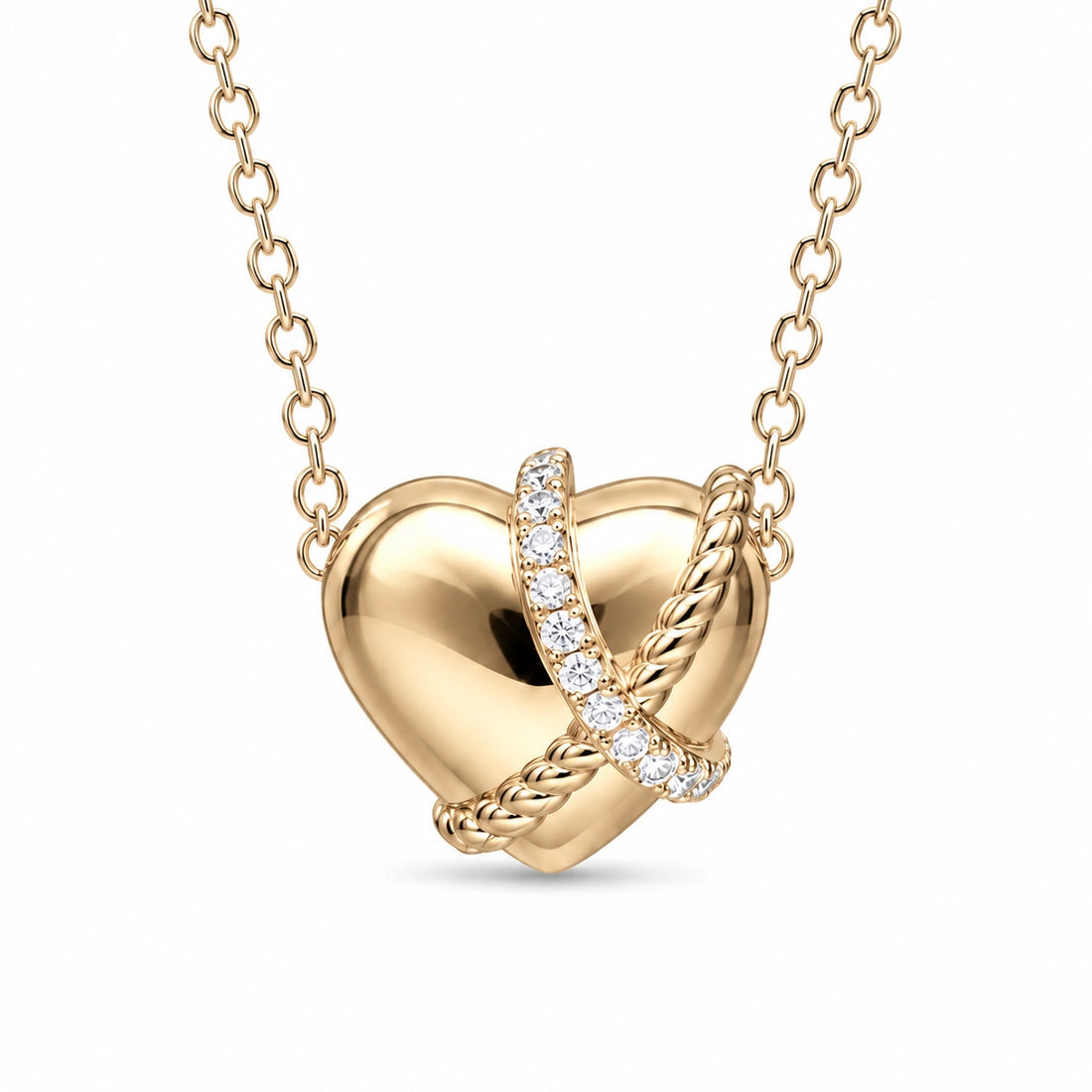 Gold Heart Lab Diamond Pendant in 14K Yellow Gold