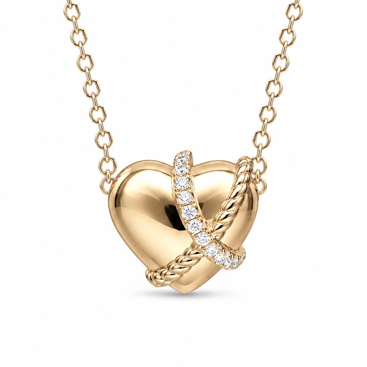 Gold Heart Lab Diamond Pendant in 14K Yellow Gold, product visualization